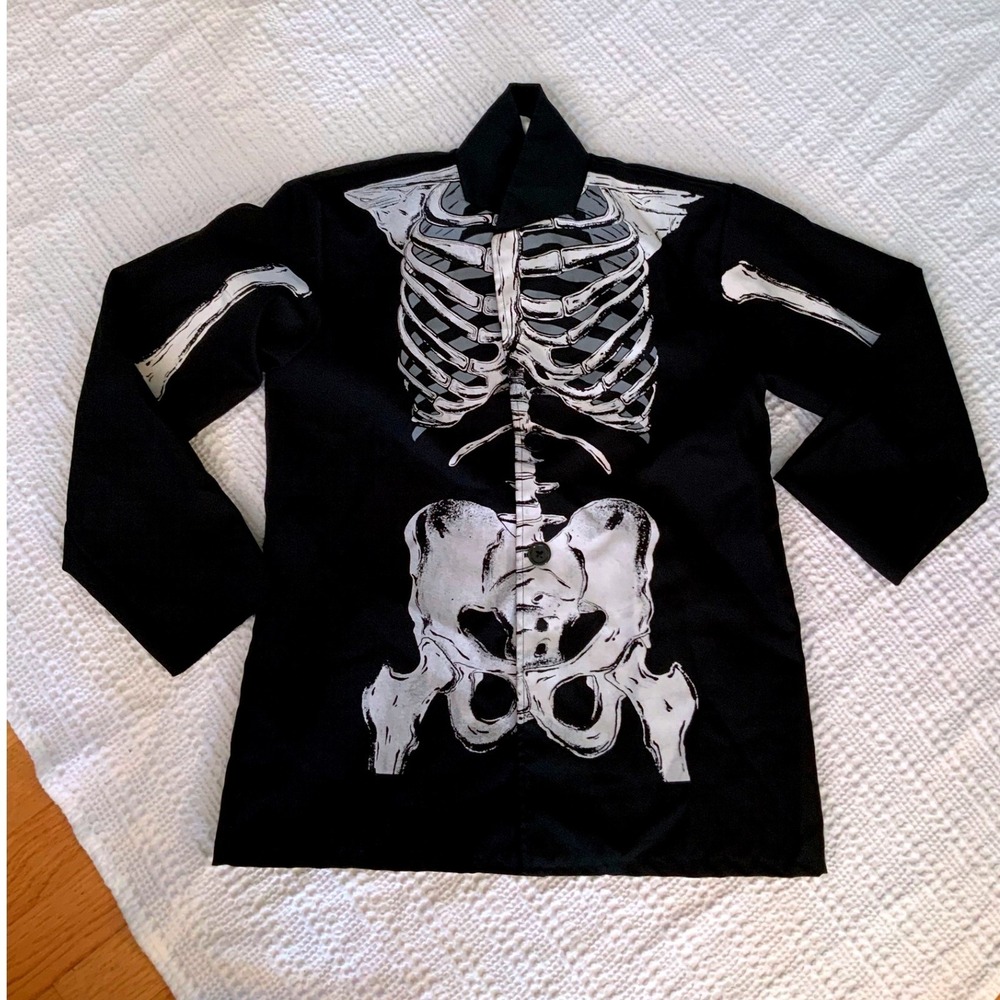Spirit‎ Halloween Child XL 12-14 Skeleton Costume Shirt Black